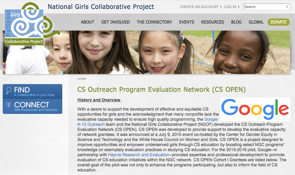 Computer Science Outreach Program Evaluation Network Screenshot