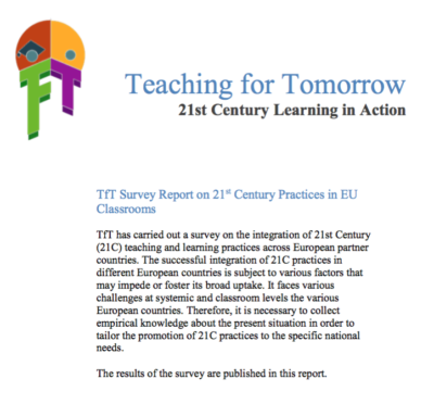 TfT Survey Report on 21st Century Practices in EU uses Survey of 21st Century Teaching and Learning